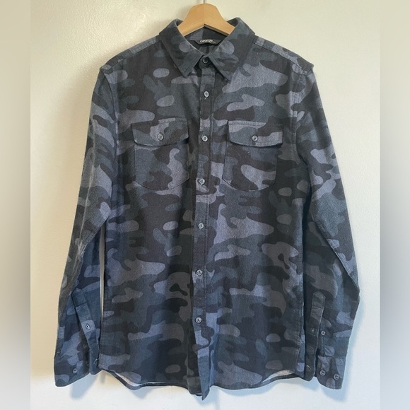 Men’s Cotton Camouflage Print Long Sleeve Button Up  Shirt - Picture 4 of 10